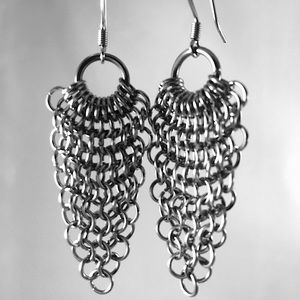 Stainless steel chainmail earrings.